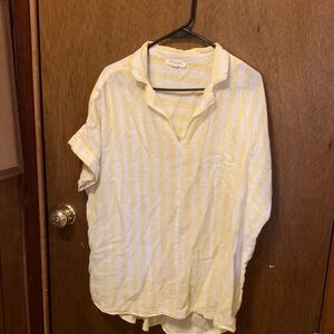beachlunchlounge Lemon and Ivory Striped Top Size XL